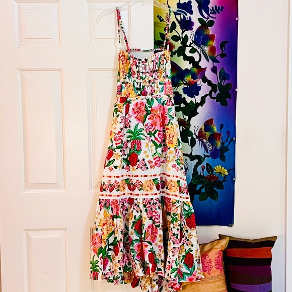 🌺🎉HP🎉🌺 NWT Farm Rio White Floral Sketch Midi Dress - Picture 8 of 16